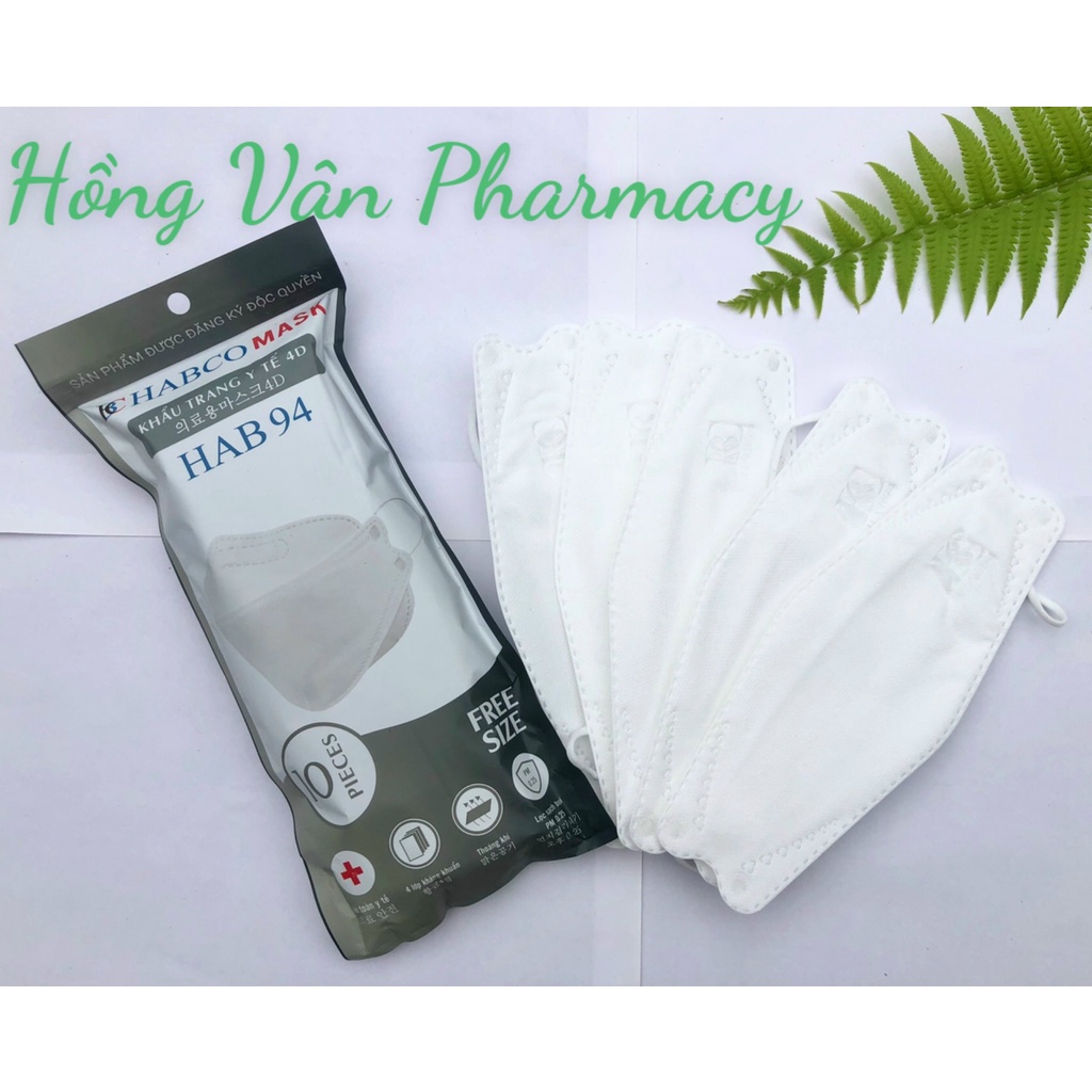 Set 50 chiếc khẩu trang 4 lớp KF94 HABCO Mask kháng khuẩn, lọc bụi mịn cao cấp. 50KT NL