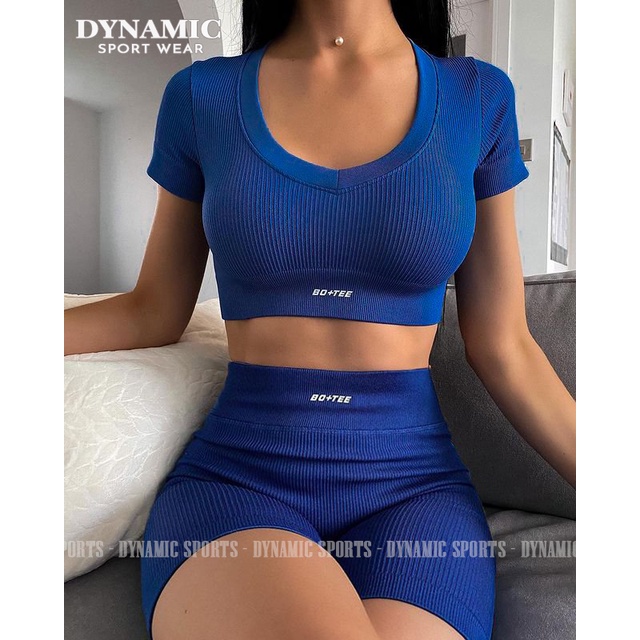 Quần short và Bra/Croptop Trinity - Set bộ thể thao tập Gym, Yoga, Aerobic nữ chất liệu dệt gân co giãn 4 chiều vải mịn