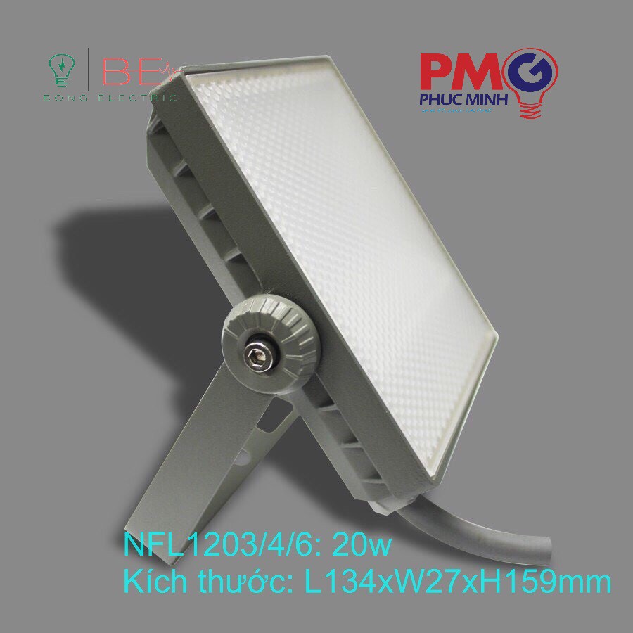 Đèn led pha floodlight Nanoco, công suất 20w, IP65, mã sản phẩm NLF1203/4/6, chống lóa - hàng chính hãng