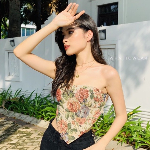 Áo yếm hoa gấm lưng thun | BigBuy360 - bigbuy360.vn