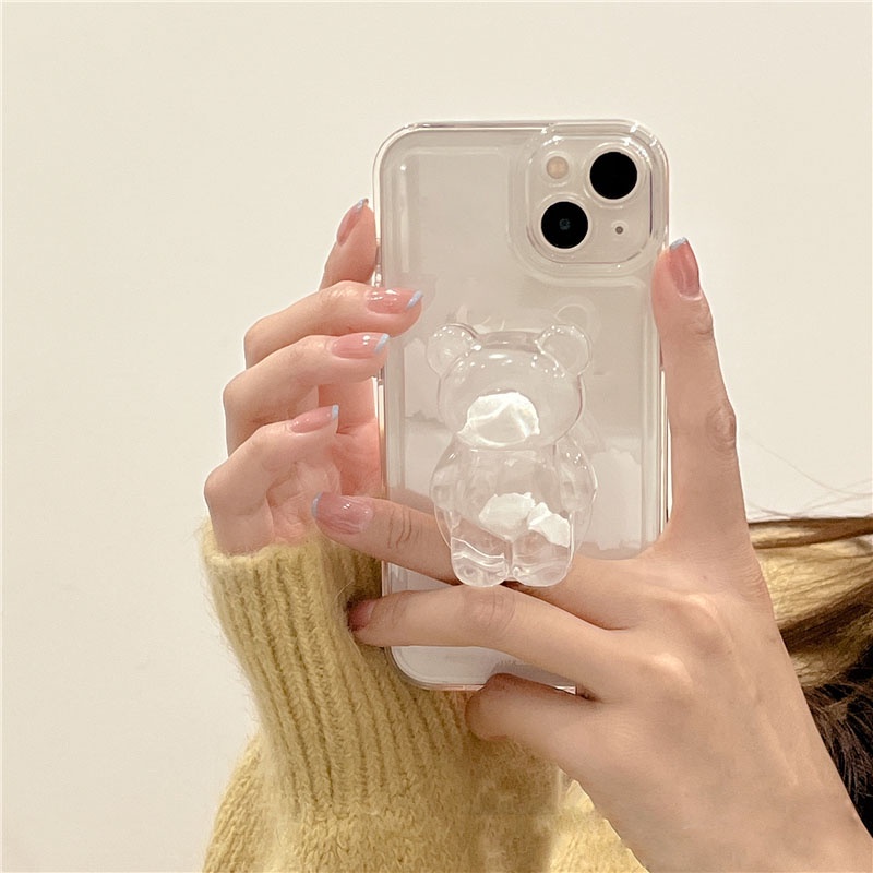 Ốp Điện Thoại Trong Suốt Chống Sốc Kèm Giá Đỡ Cầm Tay Cho iPhone 13 Pro MAX 12 11 Pro MAX XS MAX XR X 7 8 +