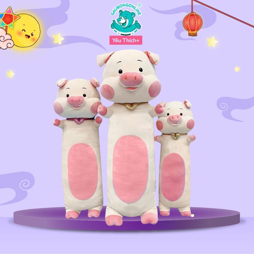 Gối Ôm Heo Đeo Vòng Tim Siêu To 1m2 Cao Cấp Gấu Bông Online