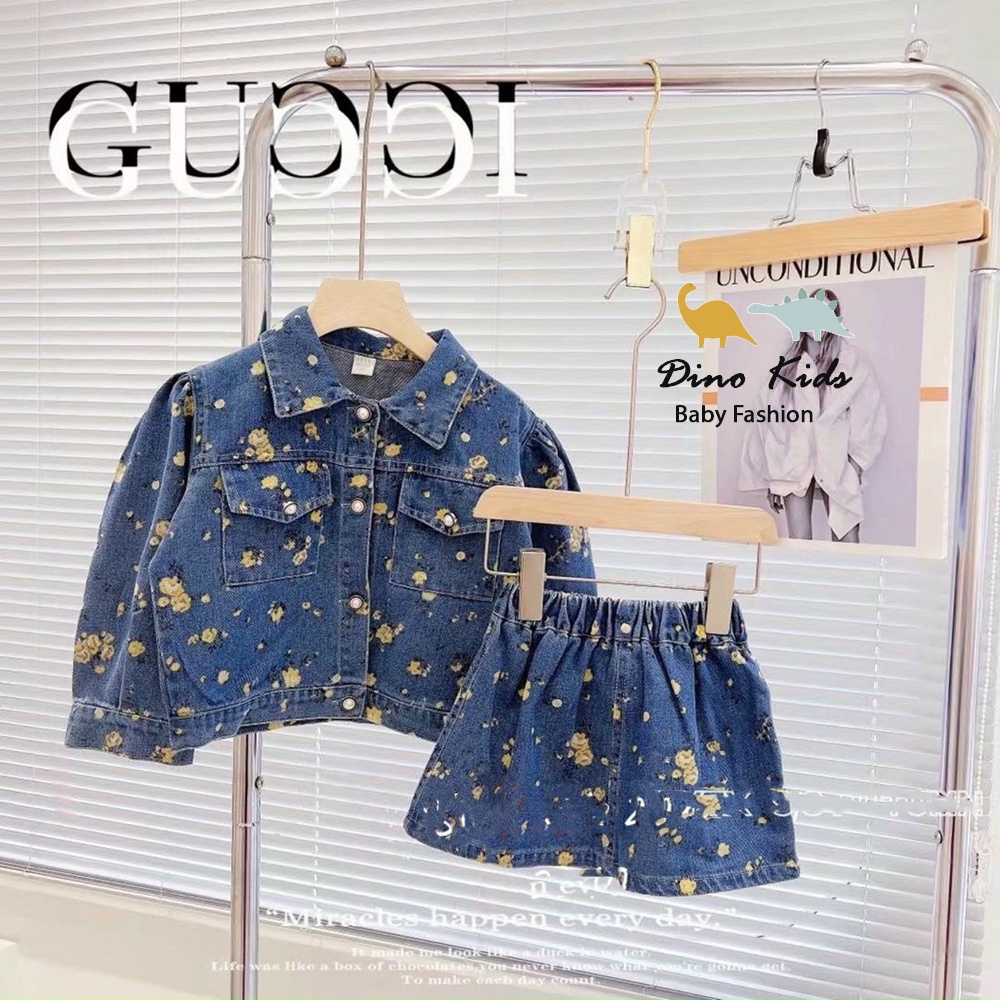 Sét áo bò kèm chân váy chữ A mềm mại size 12-32kg cho bé