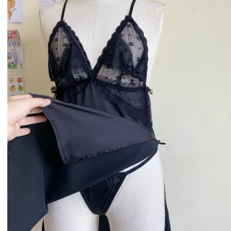 SX774-váy ngủ lụa phối ren sexy-  đầm lụa xinh cao cấp -KellyWang