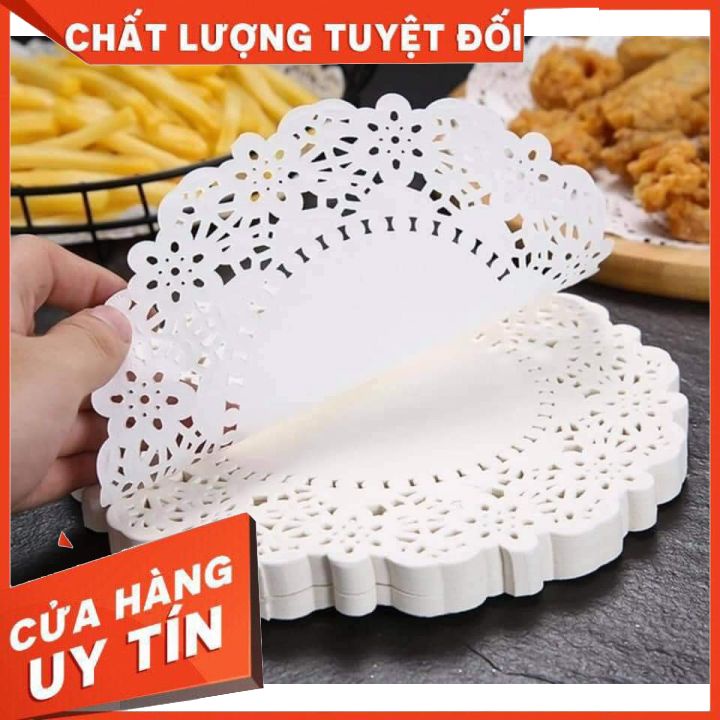Sét 140 Tờ Giấy Nến Lót Đĩa Thấm Dầu Mỡ 23cm - Đục Lỗ Hoạ Văn Siêu Đẹp - Sang Trọng, Tiện Lợi