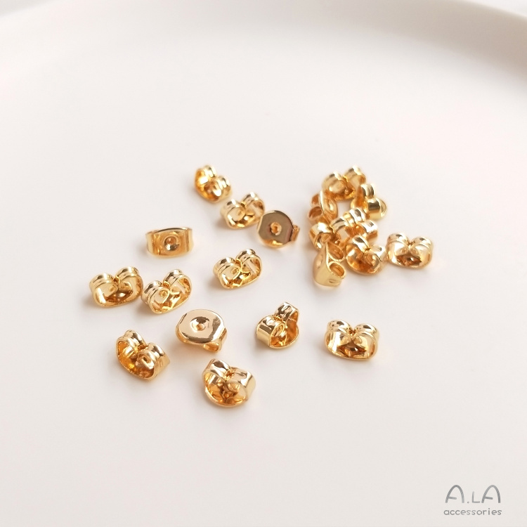 Nút Khuyên Tai Hình Bướm Bằng Đồng 14K Màu Vàng Đồng diy Có Khóa Cài Đặc Biệt