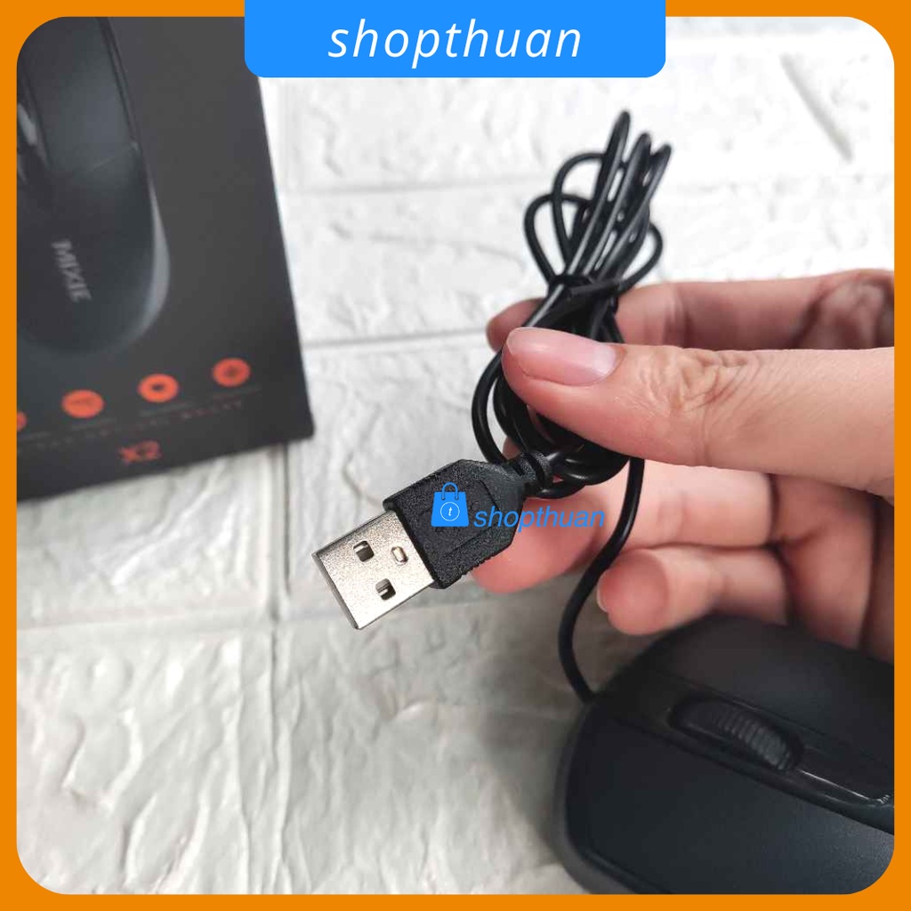 Chuột có dây Mixie X2 USB có dây màu đen