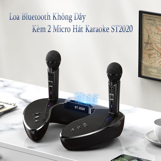 Trọn Bộ Dàn Âm Thanh, Hệ Thống Loa Kèm 2 Micro Hát Karaoke St2020, Âm Thanh Sống Động, Trung Thực, Bass Trầm Ấm.