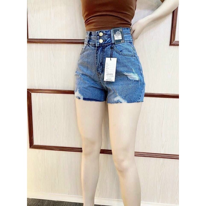 Quần đùi nữ vải jean xanh cao cấp co giãn tốt, True Store, QSJ009