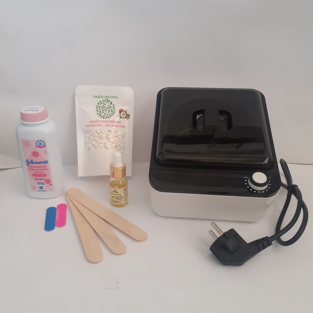 Siêu combo: Nồi wax lông chống dính cao cấp + sáp wax cao cấp + mỡ trăn + phấn rôm (Kèm quà tặng xem mô tả sản phẩm)