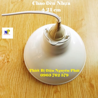 Chao Nhựa (Nhựa PC) 21cm + Đuôi Đèn Kín Nước Trắng Dây Dài 20cm