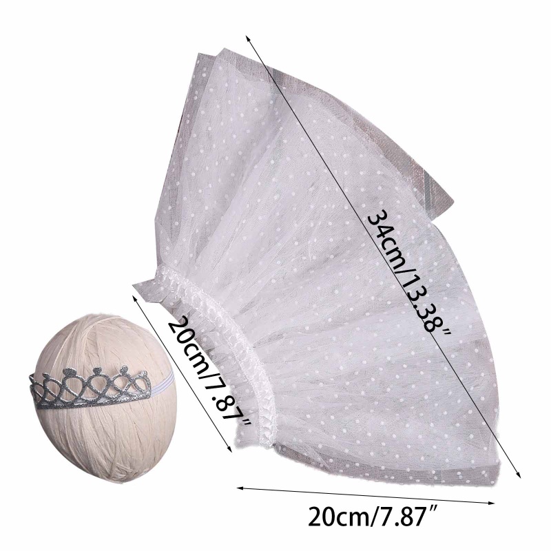 Set Đồ 2 Món Gồm Áo Hai Lớp Chấm Bi + Chân Váy Tutu + Băng Đô Hình Vương Miện Đính Kim Sa Cho Bé Gái Sơ Sinh