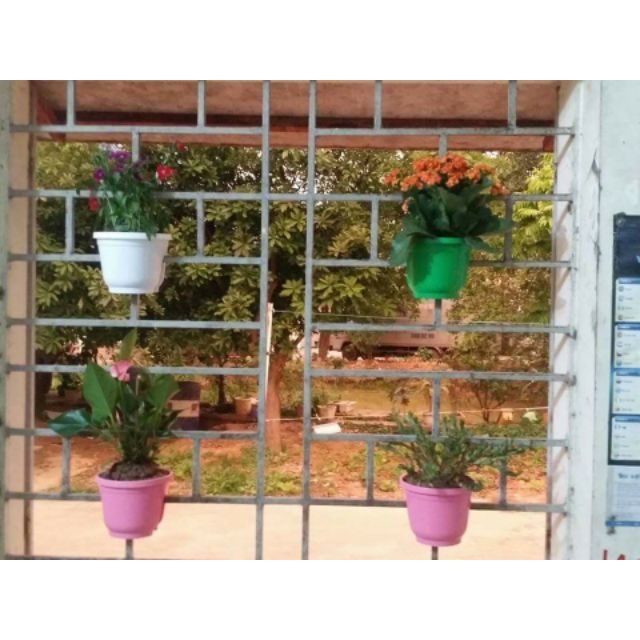 10 chậu kẹp lan can, hàng rào 16x13 cm có đĩa lót
