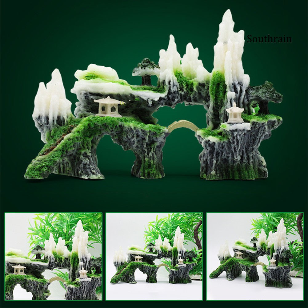 Hòn non bộ giả bằng nhựa trang trí bể cá