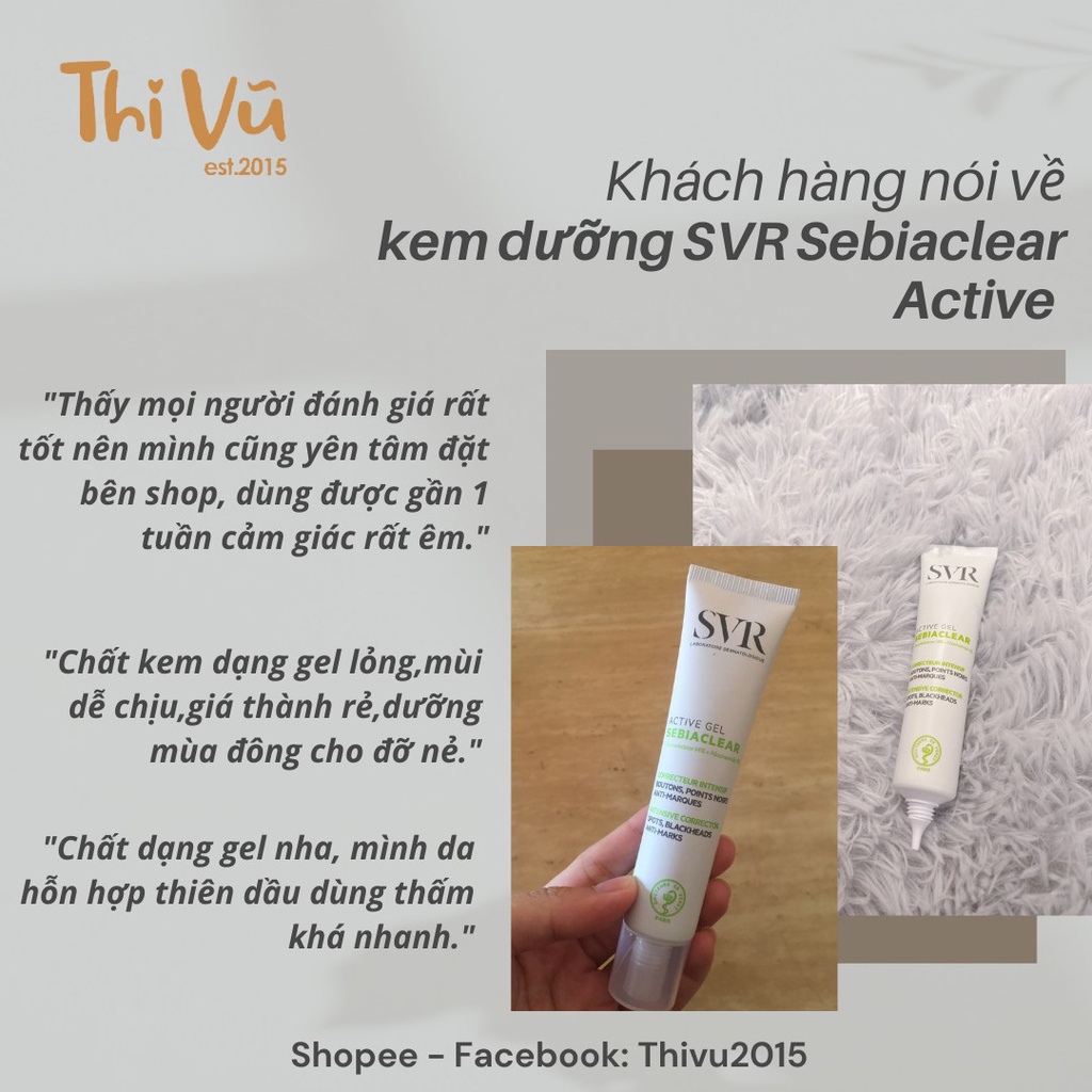 Kem Dưỡng SVR Sebiaclear Active 40ml, kem dưỡng da dành cho da dầu mụn - Thi Vũ