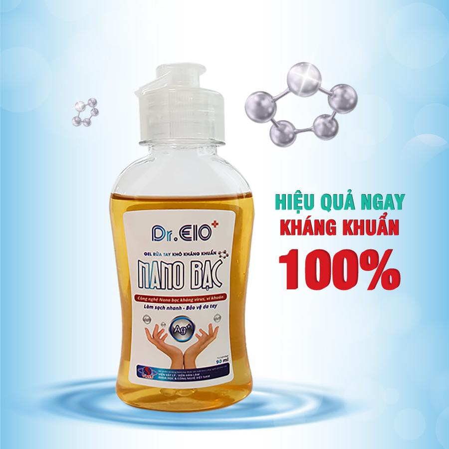 GEL RỬA TAY KHÔ KHÁNG KHUẨN NANO BẠC DR.ELO – LÀM SẠCH DA, LÀM DỊU DA, KHỬ MÙI HÔI (90ML)