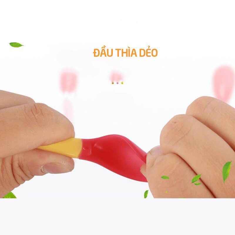 Thìa silicon báo nóng 4m+ cho bé ăn dặm