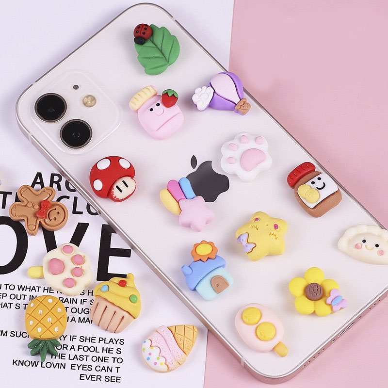 Charm slime, Hình dán nổi sticker 3D cute trang trí điện thoại bình nước đồ dùng học tập