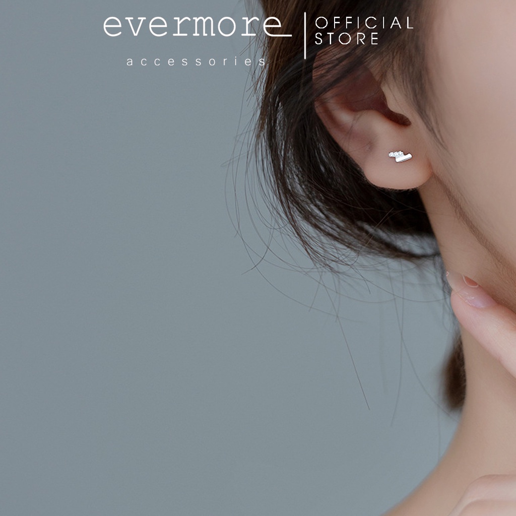 Bông tai bạc EVERMORE, khuyên tai 2 vành đính đá bạc ý 925, phong cách minimalism, thanh lịch - H014