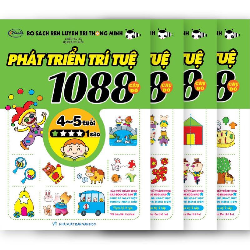 Sách thiếu nhi - Combo 4 cuốn 1088 CÂU ĐỐ PHÁT TRIỂN TRÍ TUỆ cho bé 4-5 tuổi (Trọn bộ)