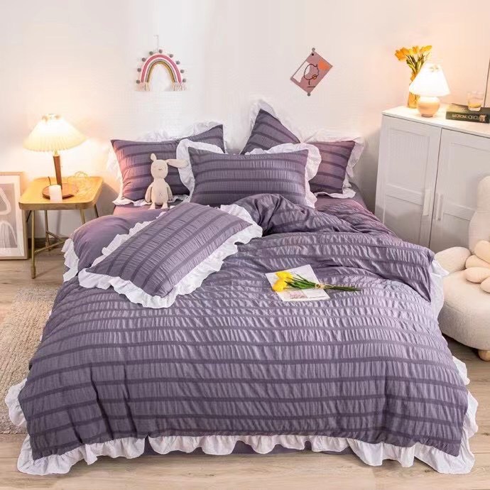 Bộ Chăn Đũi Nhật mẫu mới siêu xinh sét 4 món có viền bèo độc lạ