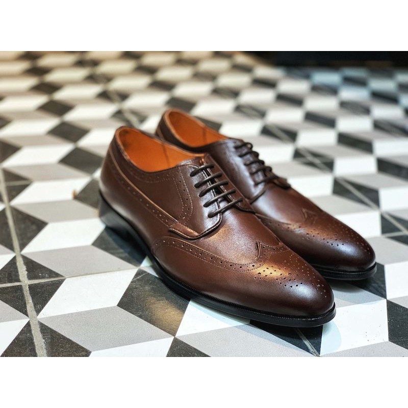 Giày Tây Cột dây Derby da bò nguyên tấm Toroshoes mã M607.1 Nâu Xậm