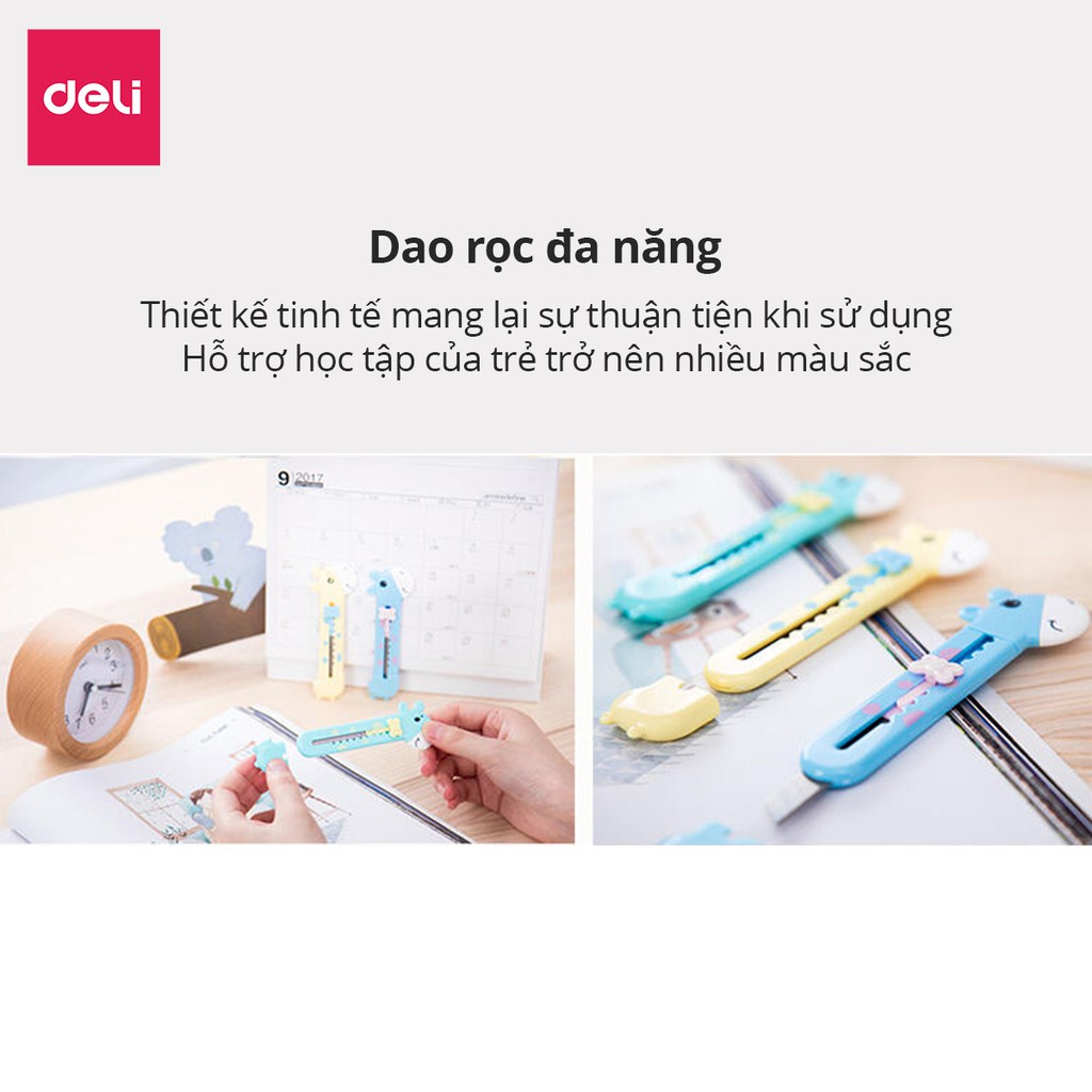 Dao Rọc Giấy Deli 55mm Hình Hươu Dễ Thương An Toàn Dễ Sử Dụng 2022 [Rẻ]