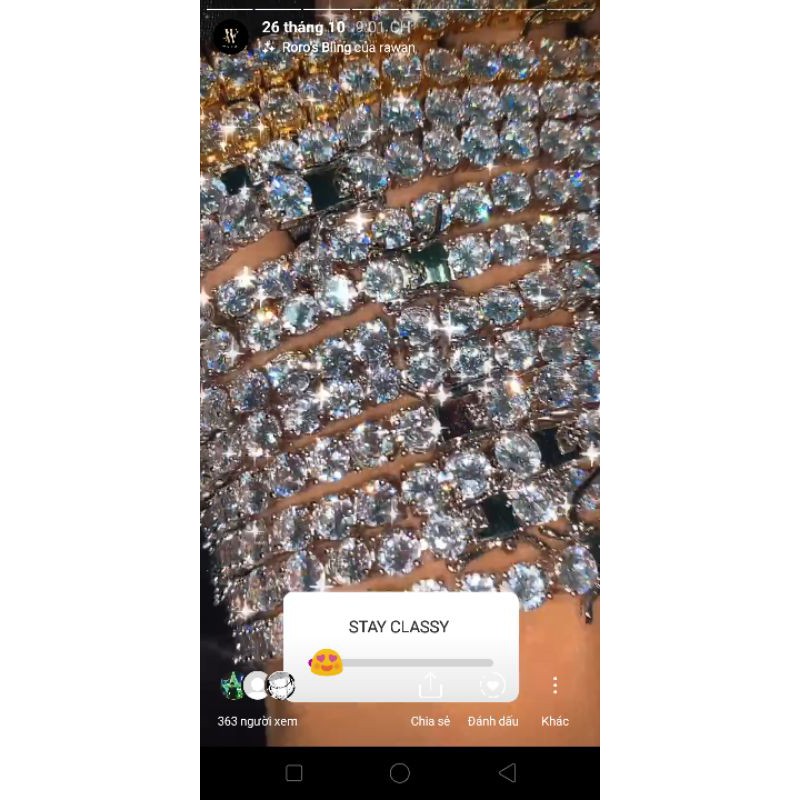 Vòng tay Tennis Đính Đá Kim Cương Nhân Tạo Kháng Nước
