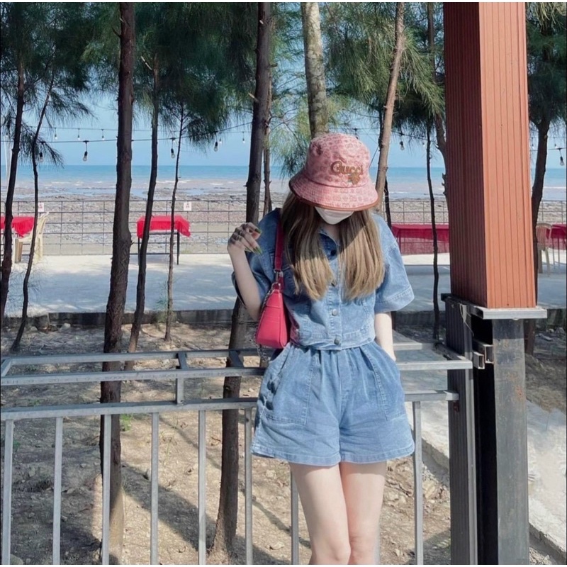 ❤️FREESHIP❤️ Bộ Jean Áo Cộc Quần Shorts bộ bò croptop siêu xinh #028 _hàng sẵn