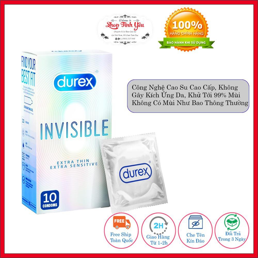 Bao cao su Durex Invisible Extra Thin Extra Sensitive 10 bao siêu mỏng kéo dài thời gian quan hệ