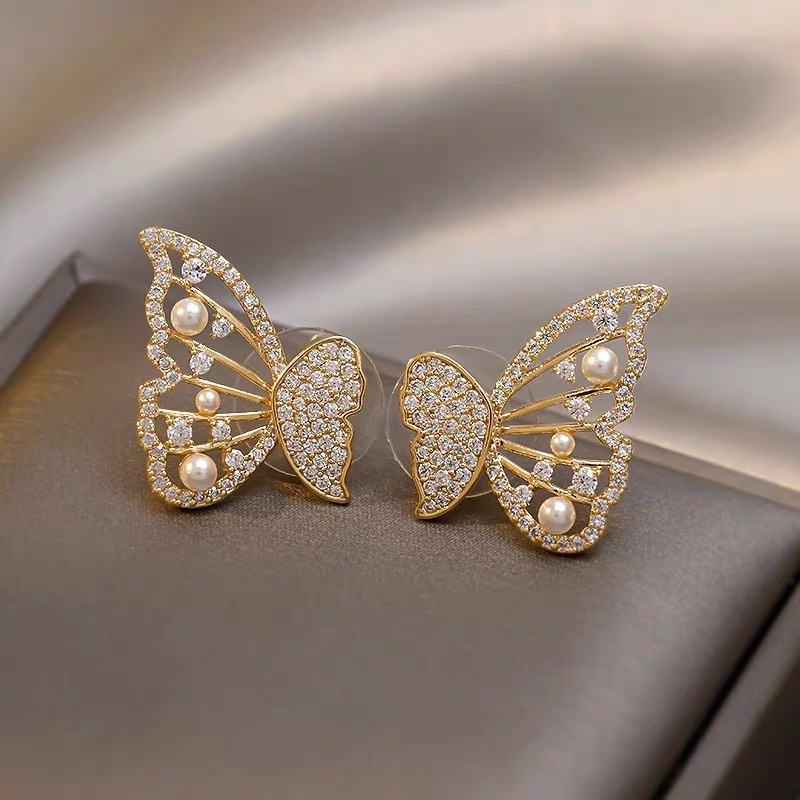 Bông tai nữ bạc hình bướm , bông tai nữ bạc đeo nhiều kiểu Nhím Sweeties