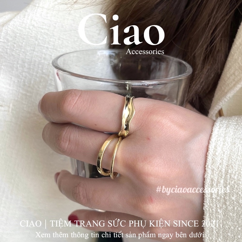 [HOẢ TỐC 1H] Nhẫn mạ bạc S925 thiết kế xoắn phong cách trendy cá tính Finn Ciao