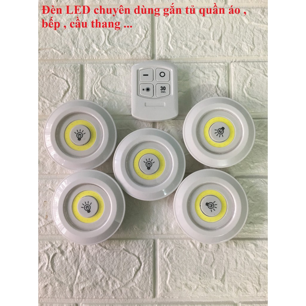 Bộ 5 đèn LED + 1 remote tiện dụng gắnTủ quần áo + Tủ bếp + Tủ rượu...