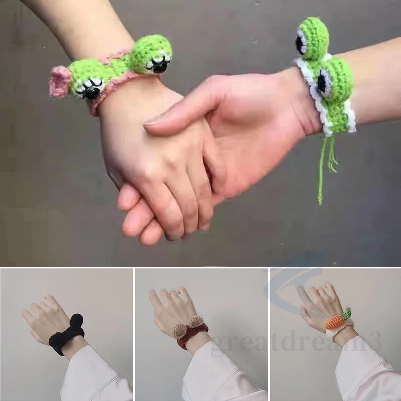 Vòng đeo tay dày dệt vải lông hình ếch hoạt hình thủ công