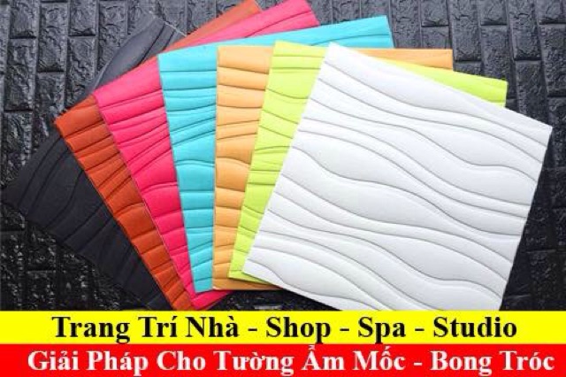 Xốp dán tường vân sóng màu hồng! 