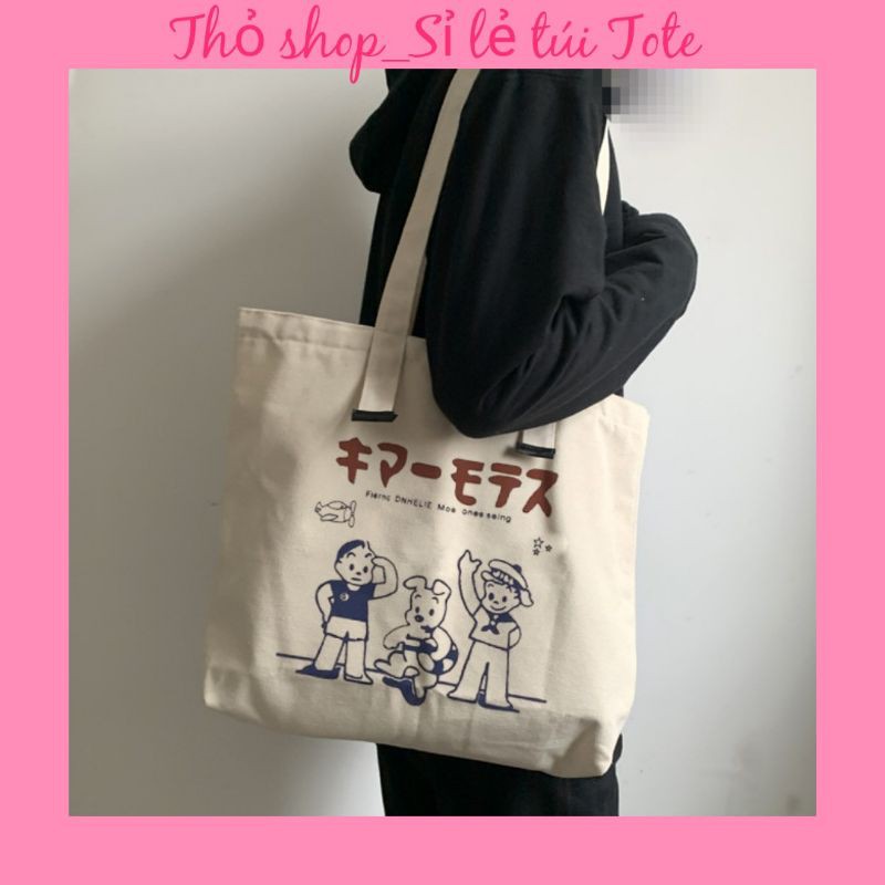 Túi tote vải canvas Ulzzang ( có khóa miệng)