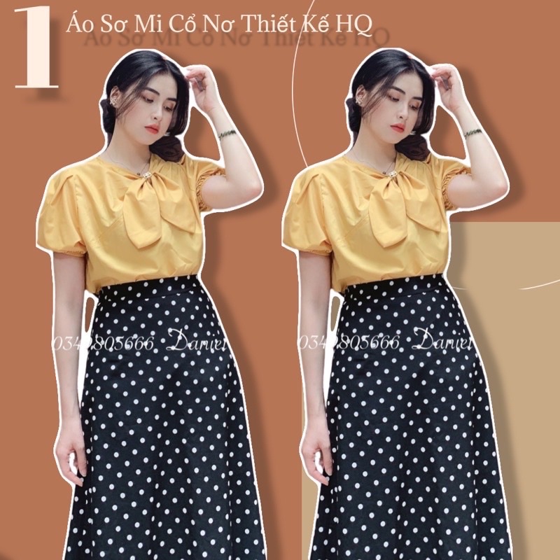 Áo Sơ Mi Cổ Nơ Hàn Quốc Thiết Kế Cực Xinh( Hàng Cao Cấp Hình Shop Tự Chụp) 🧡