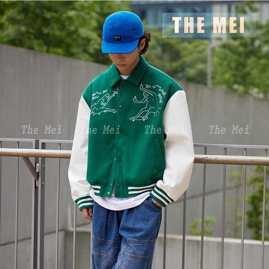 HÀNG CÓ SẴN - Áo khoác bomber varsity jacket - Beeanddee - 2022AW - Hàng chuẩn Trung - The Mei