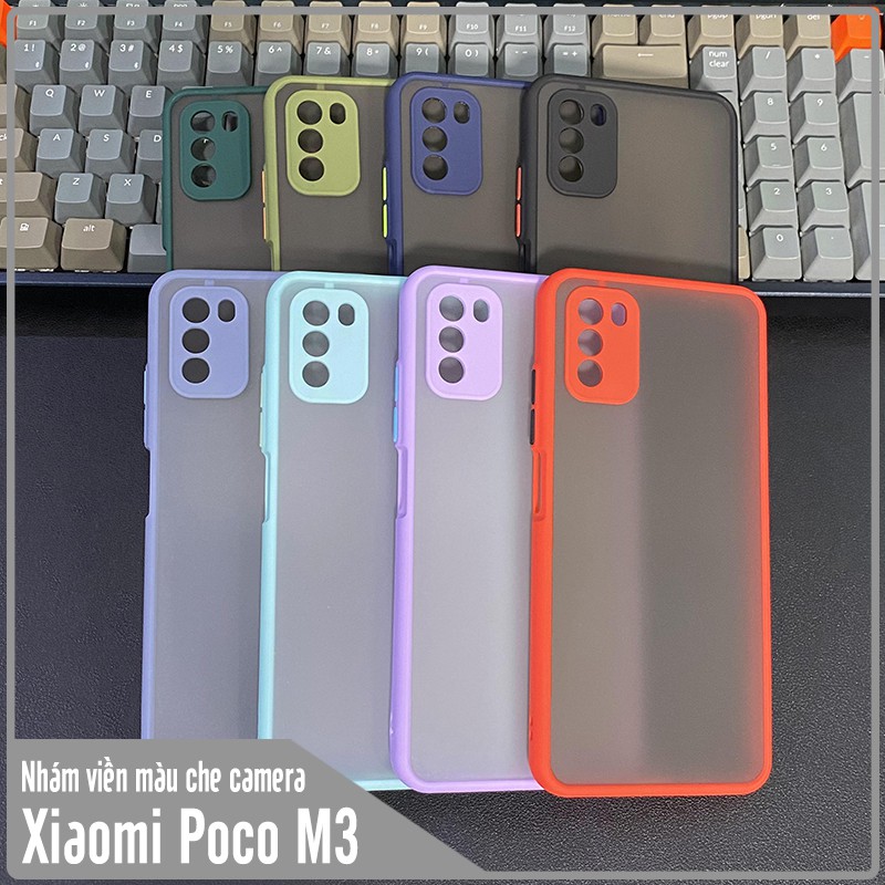 Ốp lưng cho Xiaomi Poco M3 nhám viền màu che camera