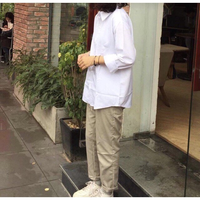 [Mã FAMAYWA giảm 10K đơn 50K] Áo sơ mi trắng trơn nam nữ basic oversize học sinh DÀI TAY UZZANG | BigBuy360 - bigbuy360.vn