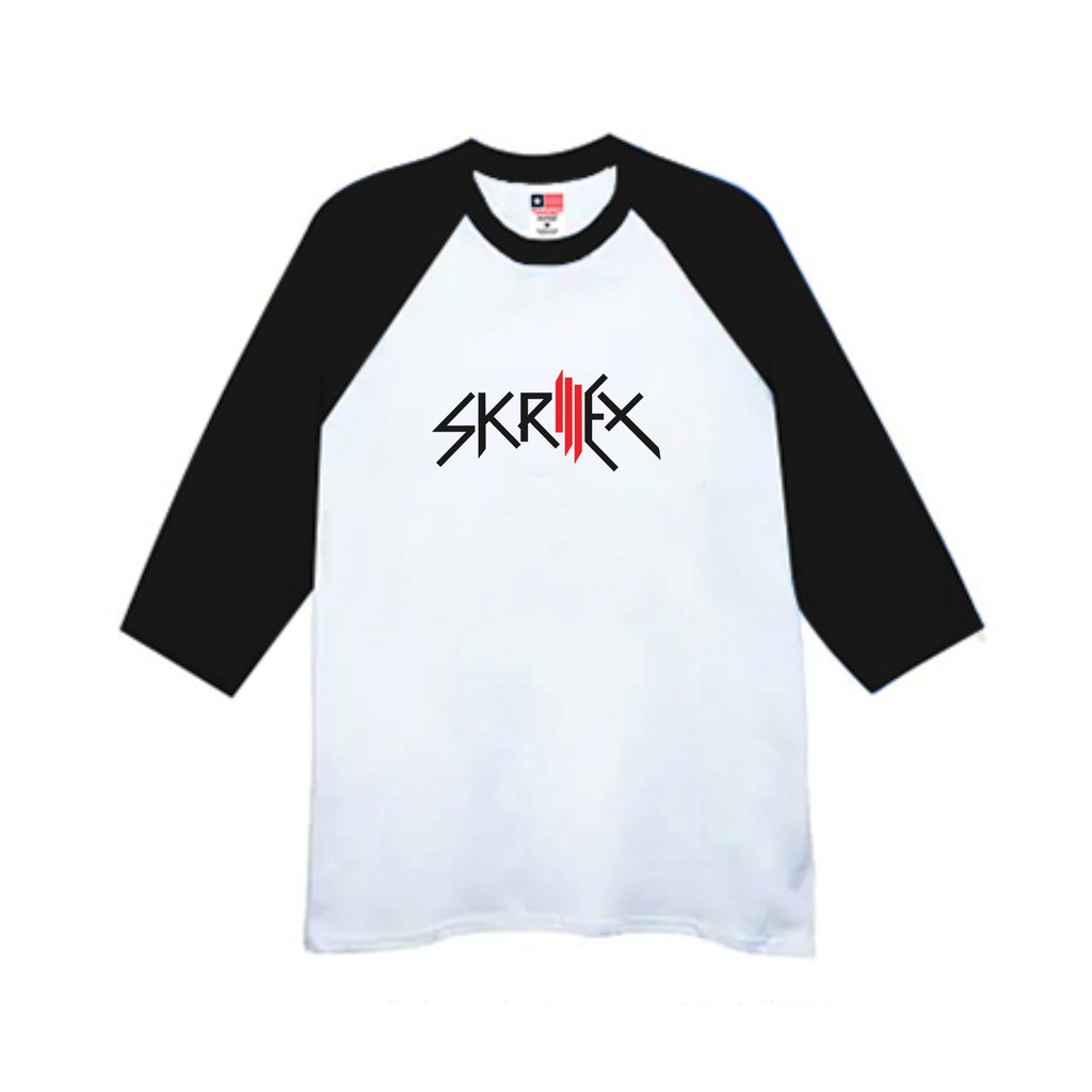 Áo Thun In Logo Raglan Ringer Skrillex Thời Trang Năng Động