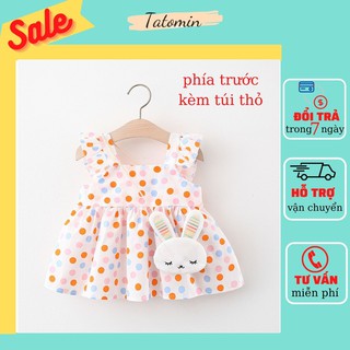 Váy Bé Gái Mùa Hè Đẹp, Đầm Công Chúa Tay Cánh Tiên Kèm Túi Phụ Kiện