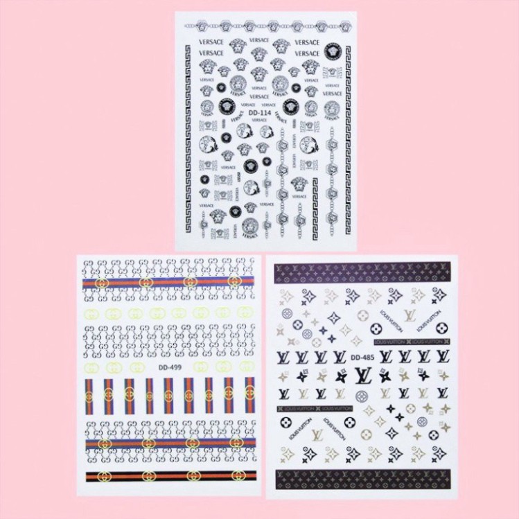Miếng dán móng tay 3D nail sticker chủ đề họa tiết các thương hiệu nổi tiếng 12 mẫu (lẻ 1 tấm) SQ62
