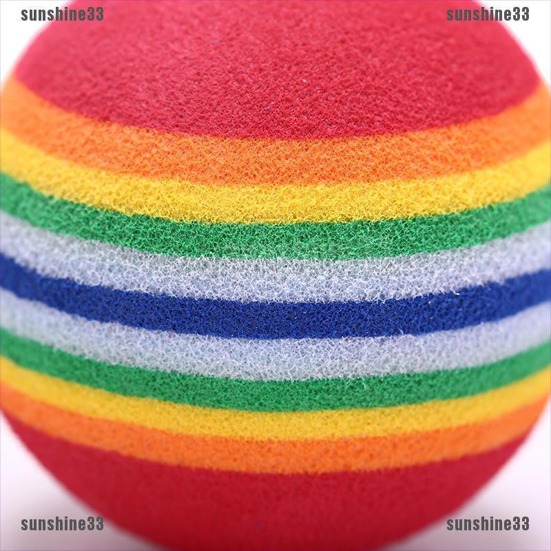 【COD•suns】10Pcs Rainbow Stripe foam Sponge Golf Balls Swing Practice Training