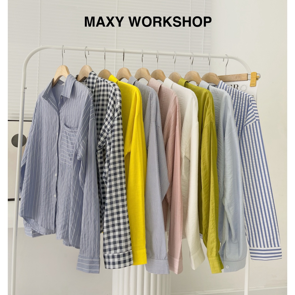 Tổng hợp áo sơ mi nữ freesize basic đủ màu Shirt freesize Maxy Workshop