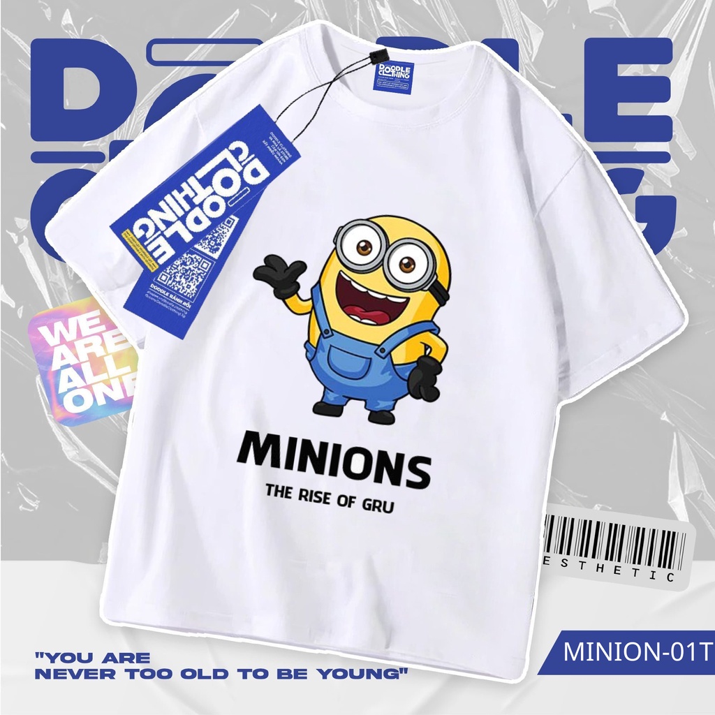 Áo thun nam nữ tay lỡ unisex oversize áo phông form rộng basic tee hình minions the rise of the gru