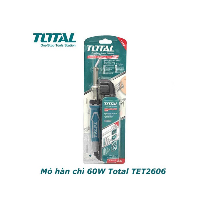 Mỏ hàn chì 60W đầu cong TOTAL TET2606 - hàng chính hãng