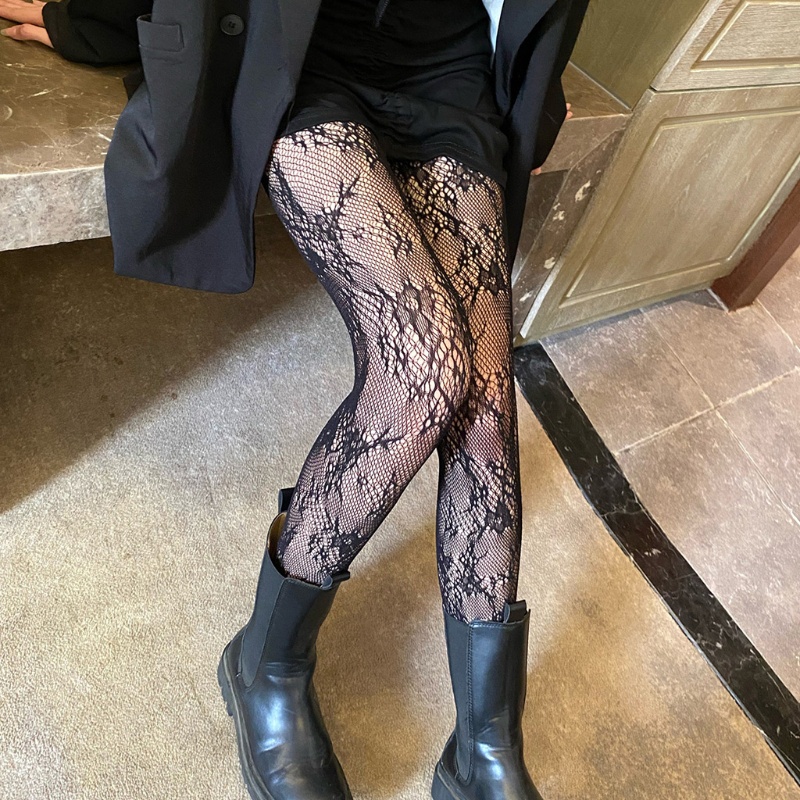 Xiangbao Quần Tất Lưới Rỗng Xuyên Thấu Họa Tiết Hoa Ngọt Ngào Có Sẵn