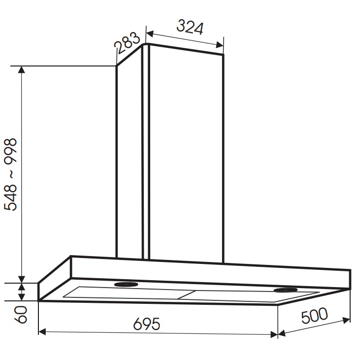 Máy hút mùi Faster QUATTRO LUX SM 70SL (Dạng phẳng chữ T sang trọng, Điều khiển cảm ứng, Bảo Hành Chính Hãng 24 Tháng)