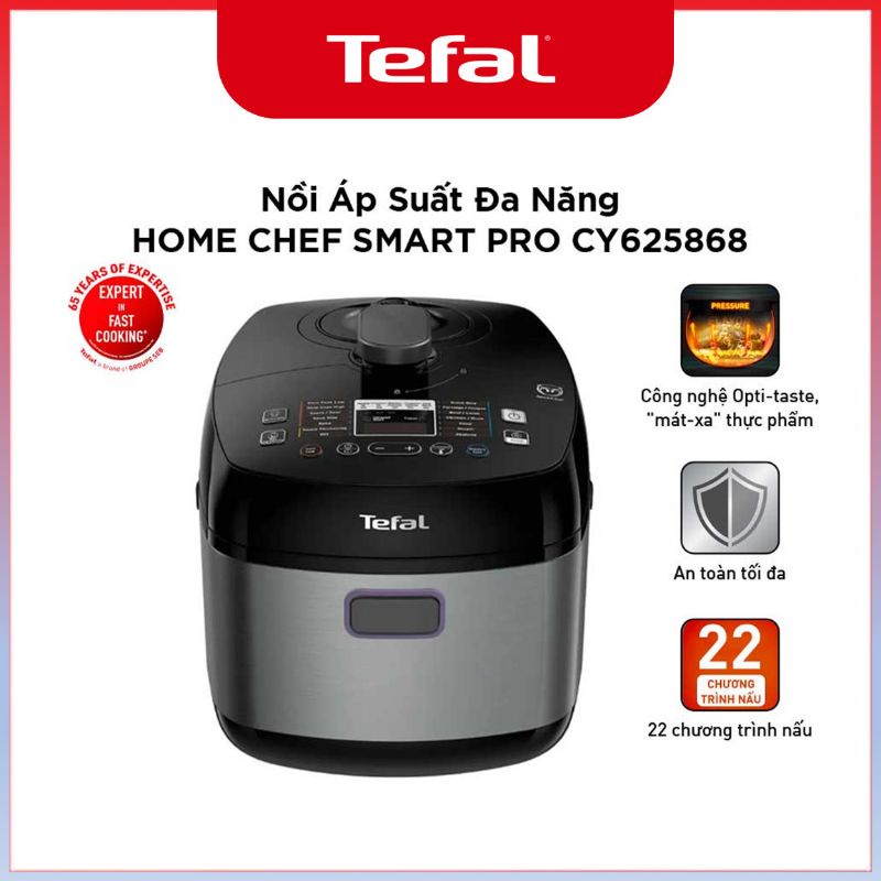 Nồi áp suất điện Tefal Smart Pro Multicooker CY625868, 5.0L